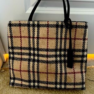 Burberry wool and leather tote
